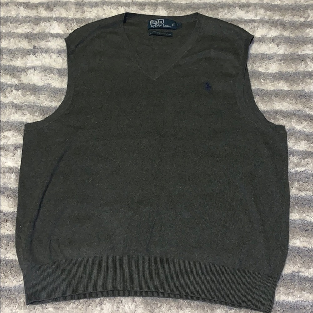Polo V-Neck Vest Size L, heather gray